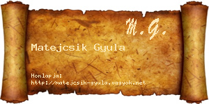 Matejcsik Gyula névjegykártya